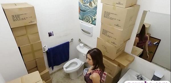  Babe gets pounded by nasty pawn guy at toilets pawnshop